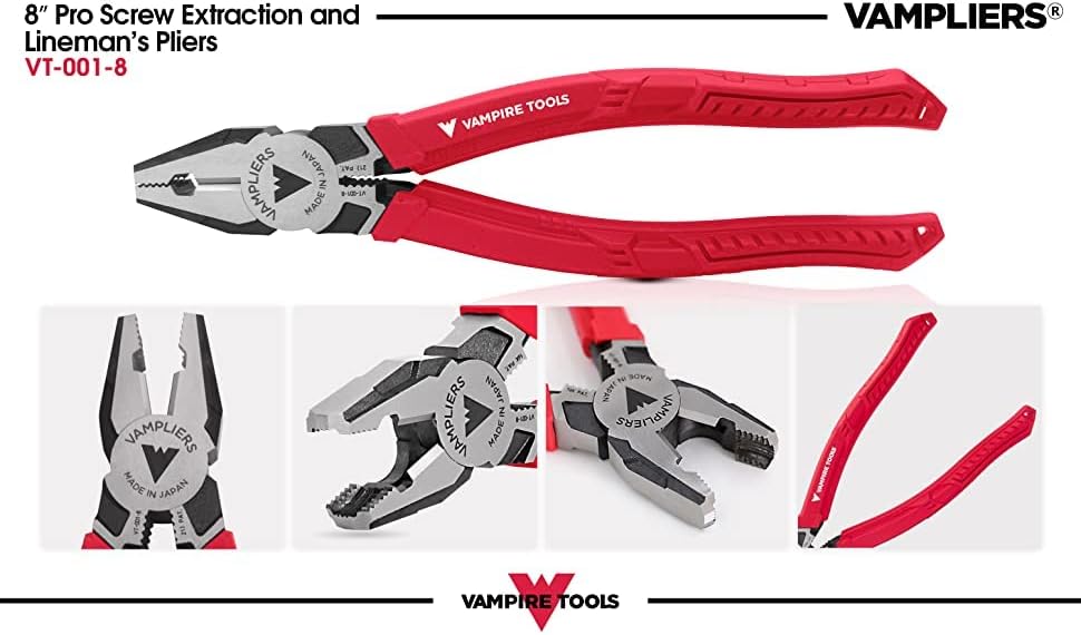 VAMPLIERS 2-PC Screw Extractor Pliers Set 7.5" Locking Pliers+ 8" Linesman