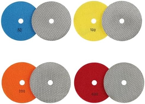 4PCS Electroplated Diamond Sanding Paper Sheet Pad, 60# 100# 200# 400# Grit 6 inch 150 mm Grinding Sandpaper Pad Hook and Loop Backing for Metal Glass Porcelain Ceramic Hand Polishing Trimming