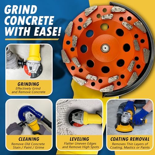 5" High Performance Diamond Grinding Wheels, 5/8"-11 Threaded Arbor