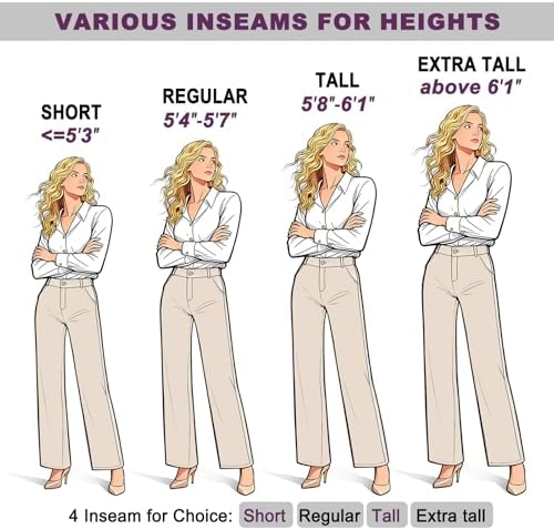iChosy Womens High Waist Wide Straight Leg Trousers Casual Slacks Dress Pants with Pockets
