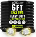 6ft Outdoor/Indoor Extension Cord 12/3 Gauge Extra Heavy Duty 3 Prong SJTW, Waterproof, Flexible Cold-Resistant Long Power Cord,15A 125V 1875W, Black by LifeSupplyUSA