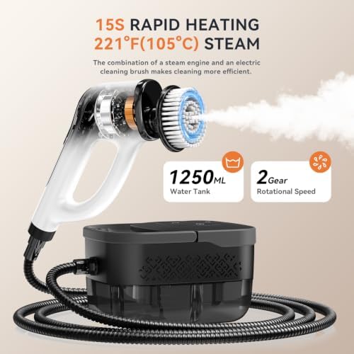 Steam Cleaner, Electric Spin Scrubber Portable Steamer for Cleaning