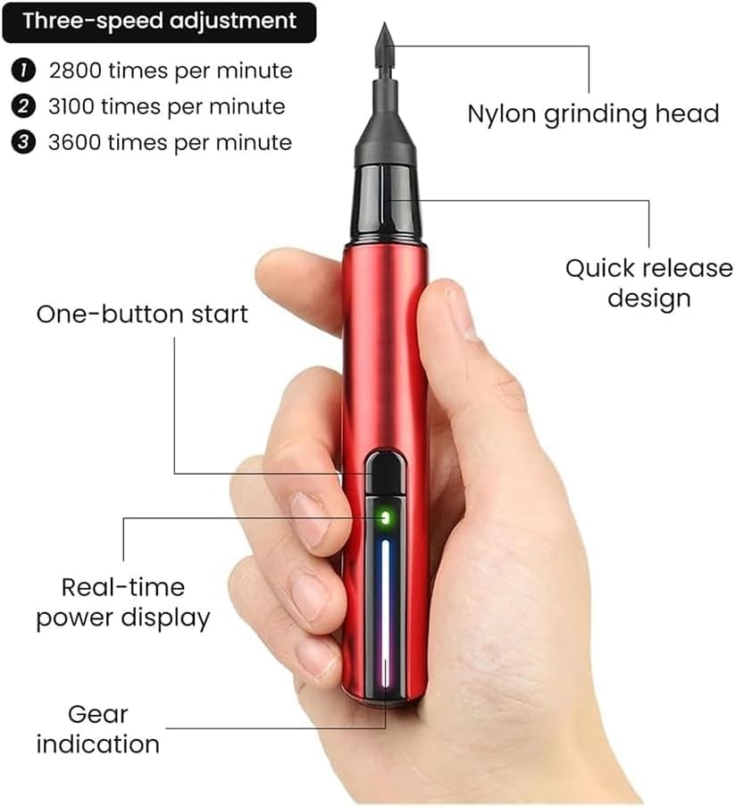 Electric Reciprocating Sander Set, USB Quick Charging Mini Sanding Pen 3 Speed Adjustable Detail Sander with 8 Sanding Heads and Sandpapers for Grinding Polishing Surfaces