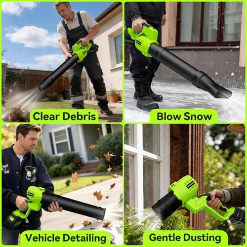 Leaf Blower Cordless with 2X 20V Battery Packs and Charger, Rotatable Body