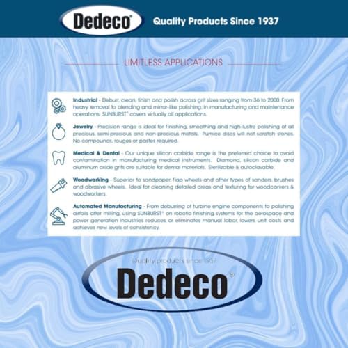 Dedeco Sunburst Radial Bristle Discs 5-Pack - 1" Curved 4-Ply Mounted Discs - Blue 400 Grit (Fine) - Aluminum Oxide for Polishing & Finishing