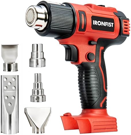 IRONFIST Heat Gun Cordless Compatible with MILWAUKEE M18 Battery Portable Hot Air Gun Two Temperature Setting 300°C 550°C for DIY PVC Shrink Tubing (BATTERY NOT INCLUDED)