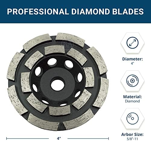 Benchmark Abrasives 4" Double Row Diamond Grinding Cup Wheel for Angle Grinder with 5/8"-11 Arbor Hole Use on Concrete, Granite, Marble, Masonry, Natural Stone