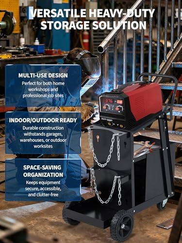 Garvee Welding Cart with 4 Drawers Utility Cart on Wheels for MIG Welder TIG Welder and Plasma Cutter, Heavy Duty Storage 360° Rolling Welding Trolley, Welders Tool Kit Cart, Black