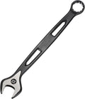 HARFINGTON Combination Wrench 22mm Metric Extra Long 12-Point Box and Open End Carbon Steel Double Ended Industrial Grade Spanner for Automotive Furniture Machinery DIY Repair, Black