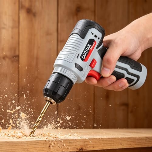 CARTMAN 150-Piece 8V Cordless Drill Hand Tool Set, Red Household Repair Kit