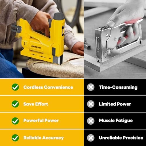 Nail Gun for Dewalt 20V Battery (Tool Only), 2 in 1 Cordless Brad Nailer/T50 Crown Stapler, Nail Gun Battery Powered with 2,000PCS Staples and Nails for Upholstery & Family DIY