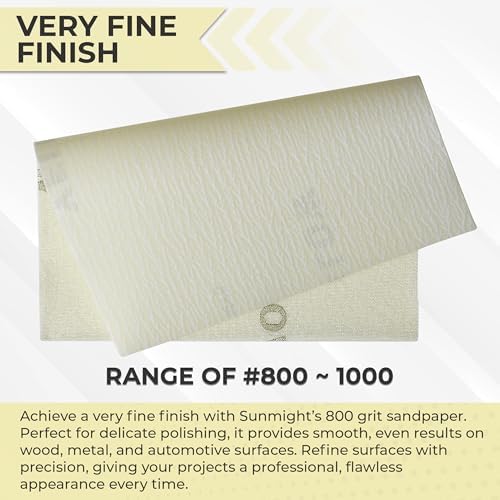 Sunmight 800G Grip 25 Flexible Sanding Sheets - Premium Aluminum Oxide - Flexible Sandpaper Film Backing - Ceramic Alumina Grit - Sandpaper for Wood, Metal, Plastic & Automotive
