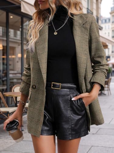 Mina Self 2026 Women's Fall Plaid Blazer Houndstooth Jacket Business Casual