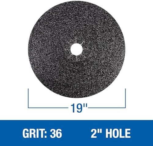 Mercer Industries 429036 Silicon Carbide Floor Sanding Disc, Cloth Back, 19" x 2" Hole, Grit 36X, 20-Pack