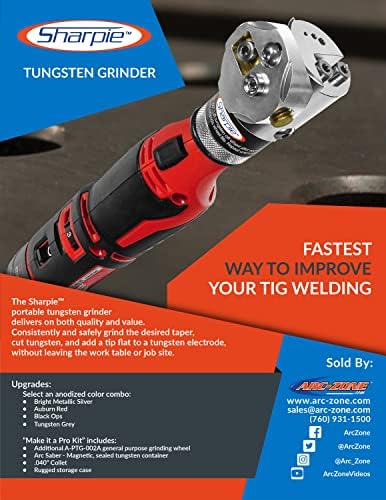 DXCL Hand-Held Cordless Tungsten Sharpener Grinder, Adjustable 15°- 45°, Diamond Ground Tapers (Auburn Red/Auburn Red)