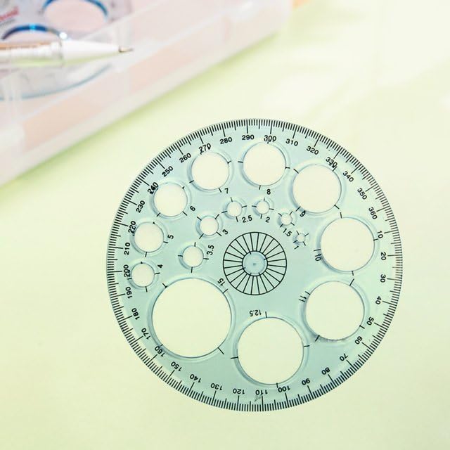 White Round Protractor 360 Degree, Plastic Full Circle Template, 16 Sizes Drawing Tool, Technical Drawing