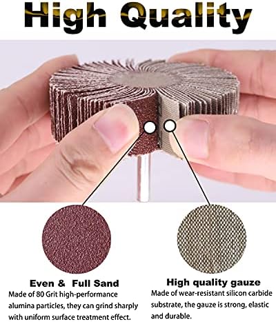 Rocaris 40 Pack 1/4" Abrasive Flap Wheel Sander Set, 8 Sizes