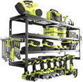 MOOMSINE 4 Layer Power Tool Organizer Wall Mount, Battery Tools Holder with Charging Station Shelf, Cordless Drill Hanger Storage Rack for Garage Organization, Workshop, Pegboard - 32 Inch 8 Slots