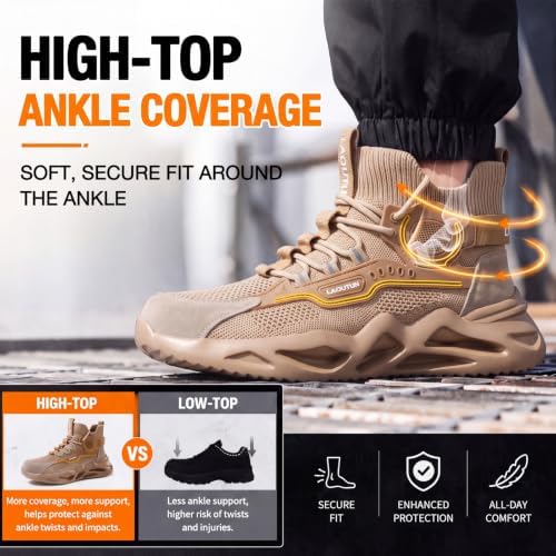 LAoutun Steel Toe Shoes for Men Work Shoes Safety Sneakers Lightweight