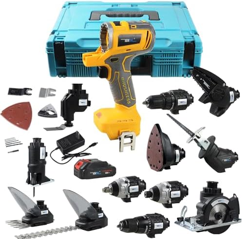 NEWONE 12-Tools Set Power Tool Combo Kits Compatible with De-Walt 20V Battery,Cordless Tool Set,2 Batteries and Charger