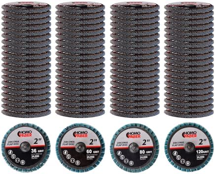 HOMO FABER 100Pcs 2 Inch Flap Discs, Die Grinder Sanding Disc Roll Lock