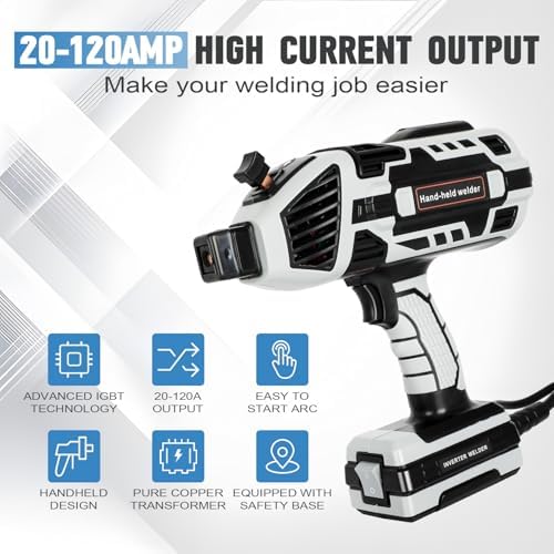 Portable Welding Machine, 110V Handheld Welder Machine with IGBT Inverter 6 Variable Current Adjustment 20-120Amp Welding Output for Metal Welding, Fence Repair, Ironwork Fabrication