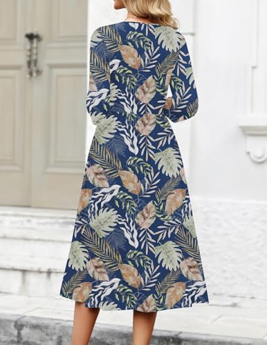 Zeagoo 3/4 Sleeve Women's Dress Casual Aline Summer Fall Midi Long Dresses