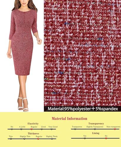VFSHOW Womens Work Business Office Zipper Up Slim Bodycon Sheath Dress