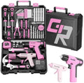 GRENPRO 188PCS Pink Cordless Drill Tool Set For Women Tool Kit For Home Box
