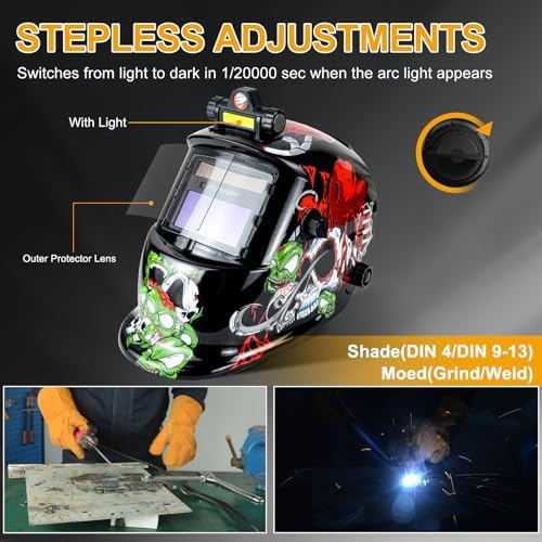 TRQWH Welding Helmet Auto Darkening Welding Hood with Welding Gloves