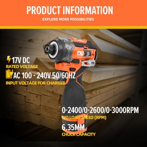 Prostormer 17V Cordless Impact Driver Set, 140Nm Brushless Screwdriver