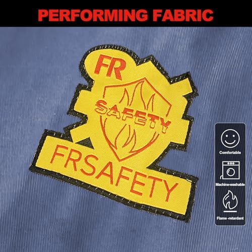 FR Shirts for Men 7oz Hi Vis Fire Resistant Shirts CAT2 Welding Shirt 100% Cotton Flame Resistant Shirt Light Blue(Large)