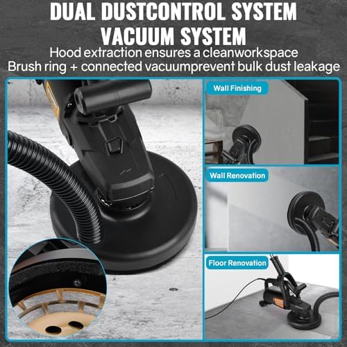 7 Inch Concrete Grinder with Handle, Auxiliary Wheels & Dust Shround