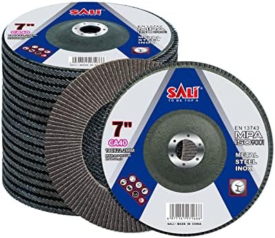 Sali 10 Pack Flap Disc 40 Grit 7" x 7/8-Inch Sanding Disc Bevel Type #29 Premium and Industrial Grade Angle Grinder Grinding Wheel High Performance Edge Grinding