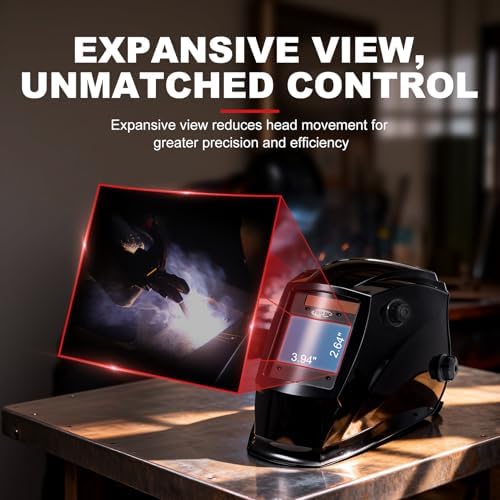 TOPDC Auto Darkening Welding Helmet 3.94x2.64 in Viewing Screen for MIG TIG