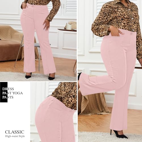 DGD Wrinkle-Free Stretch Dress Pants Plus Size for Women Pull-on Pant Ease into Comfort Office Pant