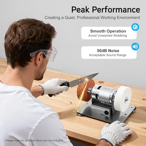 96W Electric Benchtop Sander with 7-Speed Control, Max.6000 RPM Mini Bench Grinder for Sharpening Knives, Drills & Metal Burrs, Forward/Reverse, 2.75 Inch Grinding Wheels, 50dB Quiet