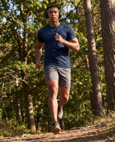 5 Pack Men's Dry Fit Workout T Shirts Crew Neck Athletic Gym Running Tees