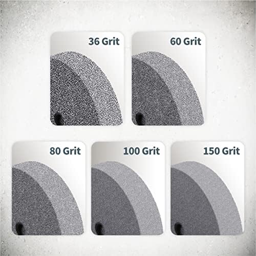 POWERTEC Bench and Pedestal Grinding Wheels, 6 Inch x 3/4 Inch, 1/2 Arbor, 150 & 36 Grit, Aluminum Oxide Bench Grinder Wheel for Bench Grinder, 2PK