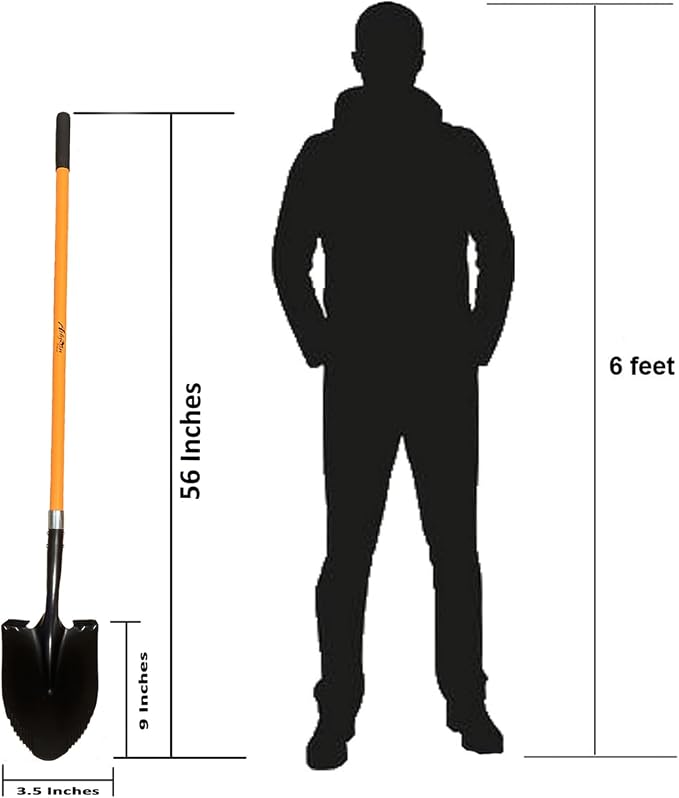 Ashman HeavyDuty Digging Shovel (6 Pack) 47-Inch Lond Handle with Trenching Blade and durable Handle - Ideal for Garden, Landscaping, Construction, Masonry - Perfect for Digging Soil, Dirt, and Gravel