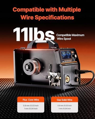 VEVOR MIG Welder, 160A Synergic Mig Welding Machine, 4-in-1 Gas MIG/Flux Core MIG/Stick/Lift TIG Multi-Process Welder Machine, 110V/220V Dual Voltage Mig Welder with IGBT Inverter & LCD Screen Display