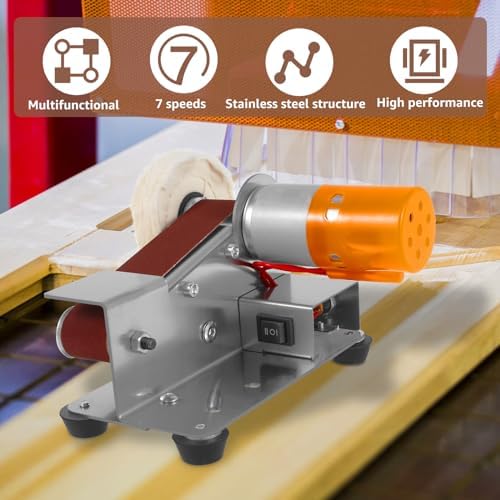 Mini Sander, 15 Electric Grinder, 7-Speed Knife Sharpener, Heavy Duty Sander w/30 Sanding Belts, Electric Grinding Machine for Metal Jewelry