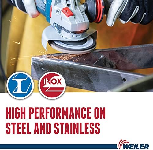 Weiler 51204 Tiger X Flap Disc, Ceramic and Zirconia Alumina, Angled, Phenolic Backing, 36 Grit, 4-1/2", 5/8"-11 UNC Nut (Pack of 10)