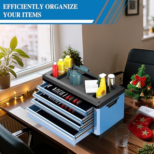 LARBANKE Portable 4-Drawer Tool Chest with Lock & Keys,Tool Box with Handle
