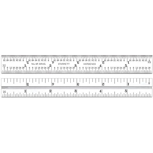 Starrett Blade Only for Combination Squares, Sets or Bevel Protractors - Ideal for Woodworking and Metalworking - 6" Length, Satin Chrome Finish, 4R Graduation - CB6-4R