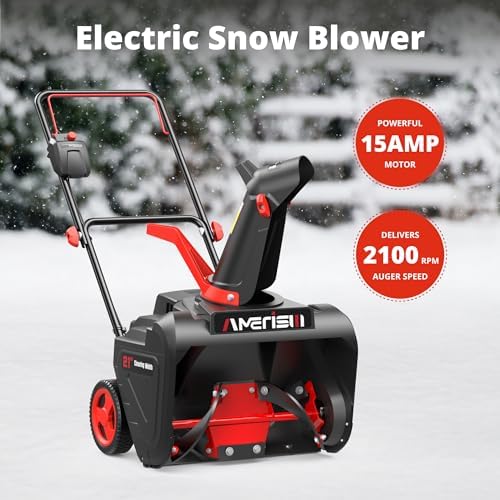 AMERISUN 21” Electric Snow Blower, 15-Amp Corded Snow Thrower