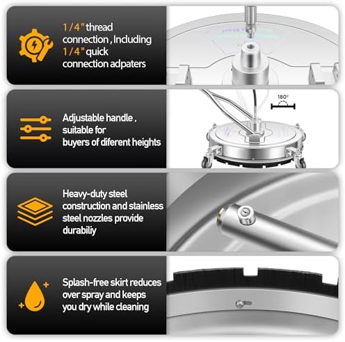 LidoDola 20'' Pressure Washer Surface Cleaner, Power Washer Accessory