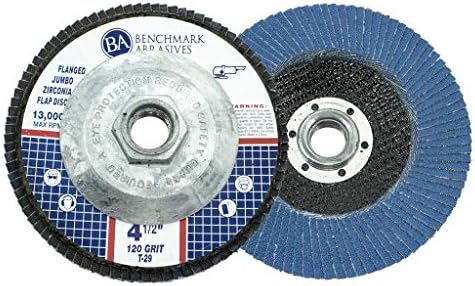 Benchmark Abrasives 4.5" x 5/8"-11 Zirconia Type 29 Flap Discs, 120 Grit