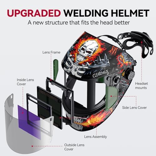 ARCCAPTAIN Welding Hood, 180° Panoramic View Auto Darkening Welding Helmet