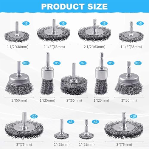 Rocaris 82 Pack Carbon Steel Wire Wheel Brush, Cup Brush with 1/4Inch Shank